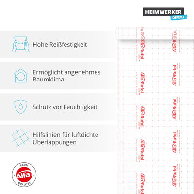 Dampfbremse/Dampfsperre 1,5 m x 50 m rücktrocknend, universelle feuchteregulierend - für eine luftdi