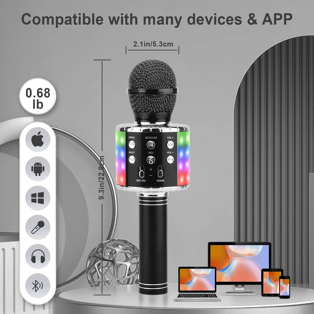 ShinePick Karaoke-Mikrofon, kabellos, Karaoke-Mikrofon, Bluetooth, tragbar, für Kinder/Erwachsene, S