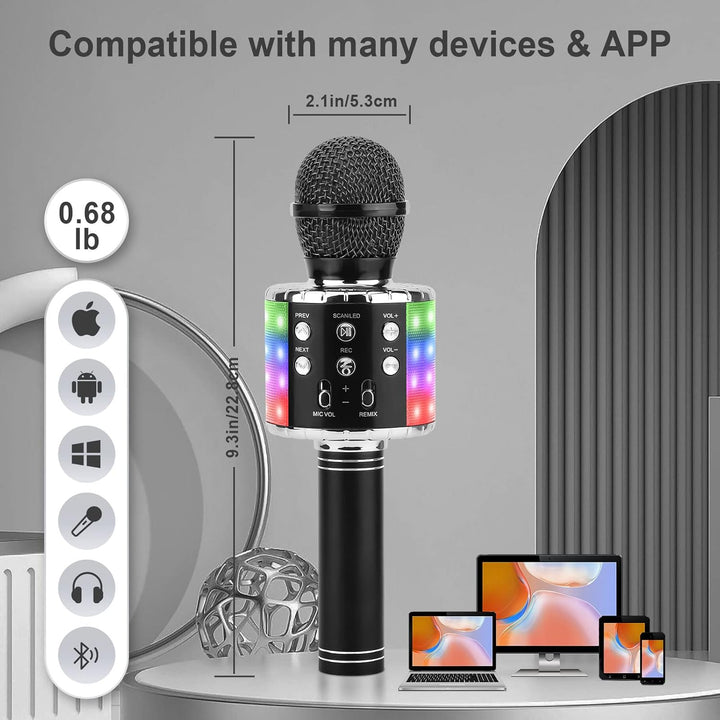 ShinePick Karaoke-Mikrofon, kabellos, Karaoke-Mikrofon, Bluetooth, tragbar, für Kinder/Erwachsene, S