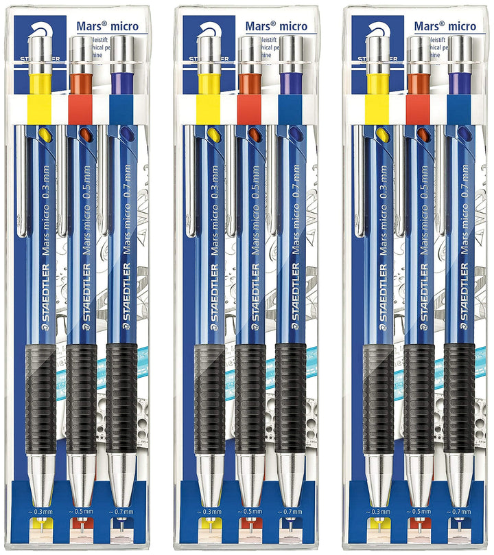Staedtler 775SCWP3 - Marsmicro 0,3-0,7 3er Set farbig (3, Ohne Nachfüllminen)