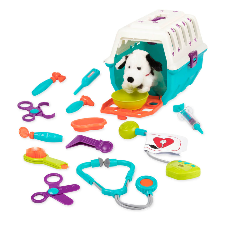 Battat BT2538Z – Tierarztkoffer mit Dalmatiner –Tierarzt Hundekäfig Spielzeug mit Transportkäfig und