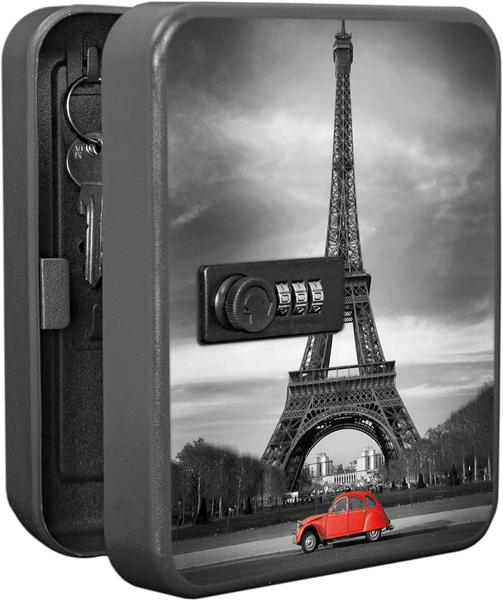 banjado® Burg-Wächter® abschliessbarer Schlüsselkasten mit Motiv Paris für 20 Schlüssel - Schlüsselk