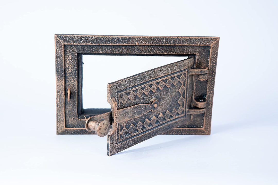 Euro Sezam - Kupfer Ofentür aus Gusseisen - Massive dicke Ofentür - Pizzaofentür - DZ067 - Einzeltür