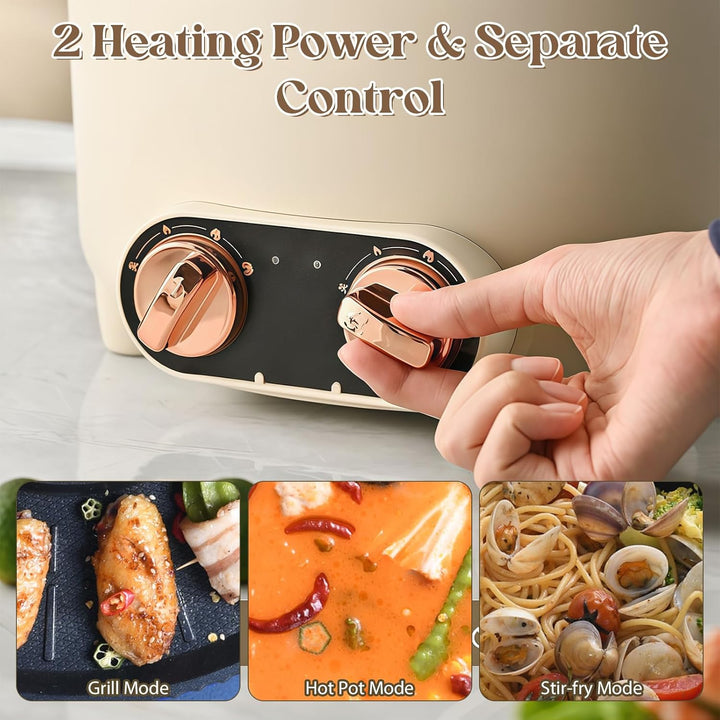 Hot Pot Olla Eléctrica, 5.5L Hot Pot, 1700W Multifuncional Antiadherente con Calefacción Rápida & Do