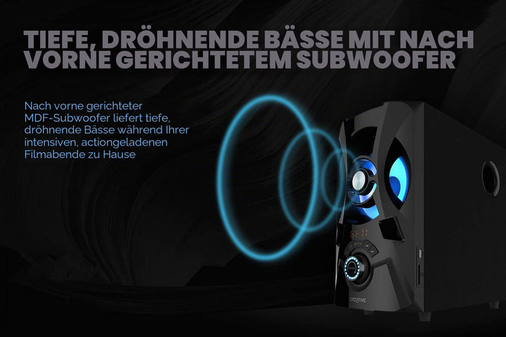 Creative SBS E2900 Leistungsfähiges 2.1-Bluetooth-Lautsprechersystem mit Subwoofer für Fernseher und