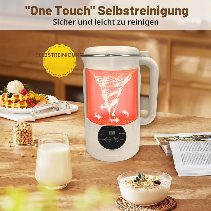 Sojamilch Hersteller 1200ml, Nussmilchmaschine 8 Modi, Automatische Mandelmilchmaschine mit Verzöger
