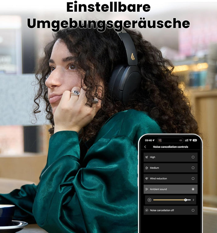 Edifier W80 Faltbare Over-Ear-Bluetooth-Kopfhörer mit aktiver Geräuschunterdrückung (-49 dB), LDAC H
