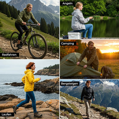 Damen Wasserdicht Regenjacke Leichte Wasserdicht Outdoorjacke Atmungsaktiv & Winddicht, Verstellbare