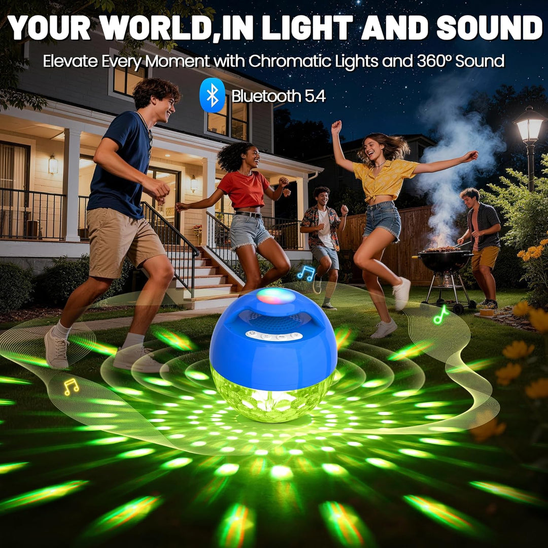KingSom 2026 Pool Lautsprecher mit Oberlichter,Bluetooth Pool Lautsprecher IP68 wasserdicht Pool Mus