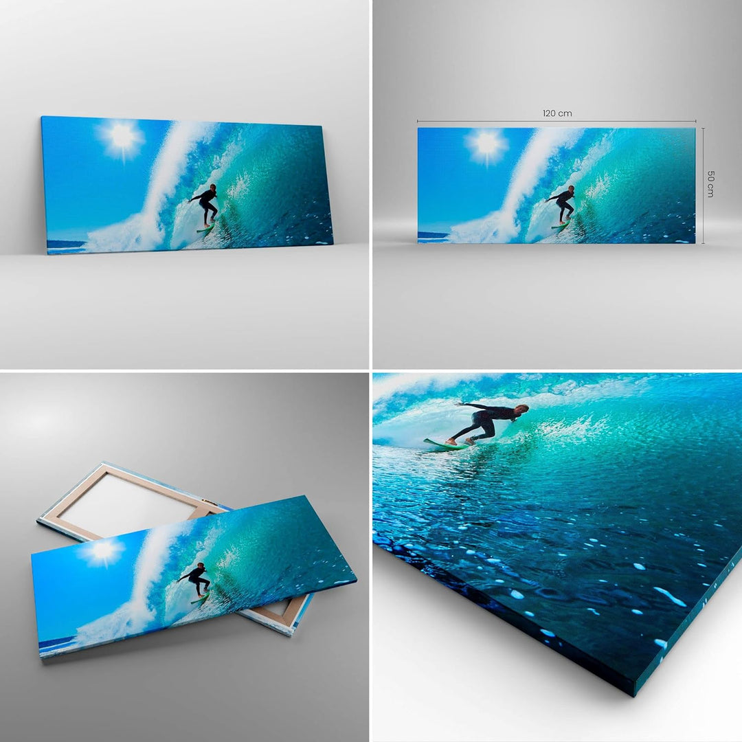 Wandbilder Dekoration Wohnzimmer Windsurfing strand ozean spass Panorama Bilder auf Leinwand 120x50c