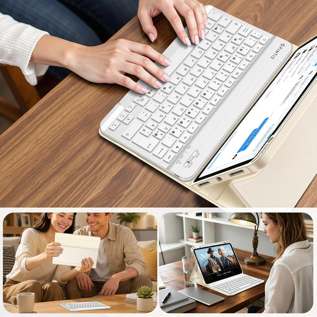 Fintie Tastatur Hülle für iPad Air 11 Zoll M2, iPad Air 6/5/4 (2024/2022/2020) 10,9 Zoll, TPU Rücksc