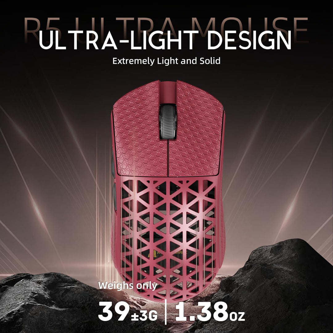 ATTACK SHARK R5 Ultra Carbonfaser Gaming-Maus, 39g Superlight, 8000Hz Kabellose Mouse, 42000 DPI, PA