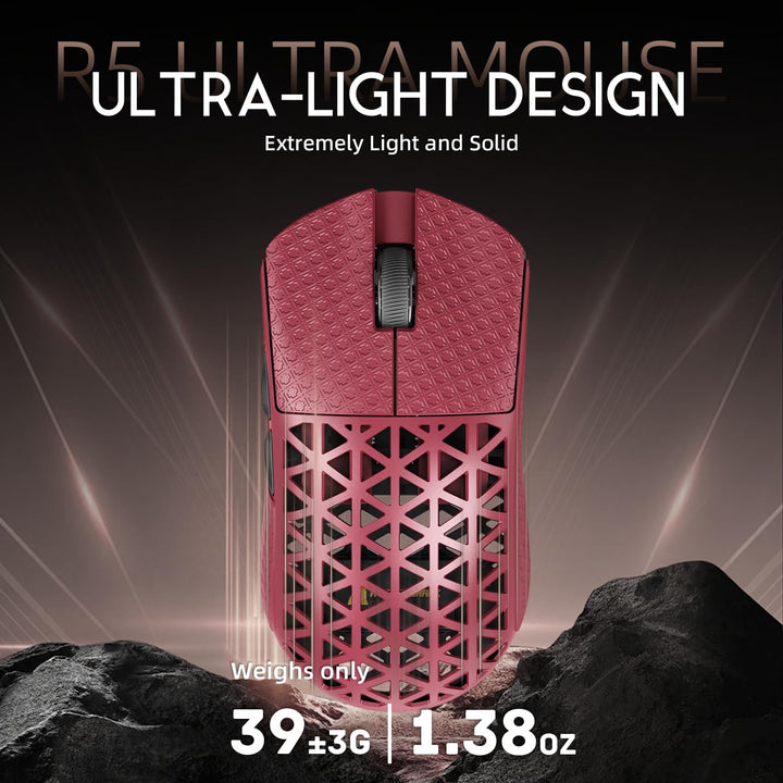 ATTACK SHARK R5 Ultra Carbonfaser Gaming-Maus, 39g Superlight, 8000Hz Kabellose Mouse, 42000 DPI, PA