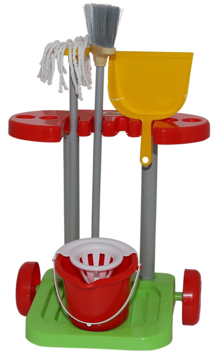 Coloma Putztrolley Reinigungswagen Putzwagen Eimer Sieb Besen Wischmop Kehrblech