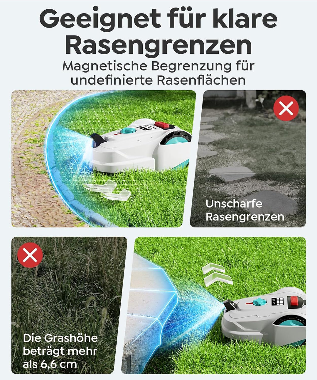 M800Plus Mähroboter ohne Begrenzungskabel, GPS & KI Vision, 800 m² Rasenmäher Roboter, U-förmiger Mä
