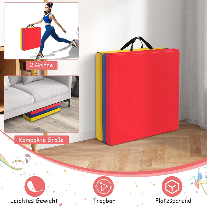 COSTWAY 180 x 60 x 5 cm Weichbodenmatte klappbar, Gymnastikmatte tragbar, Yogamatte wasserabweisend,