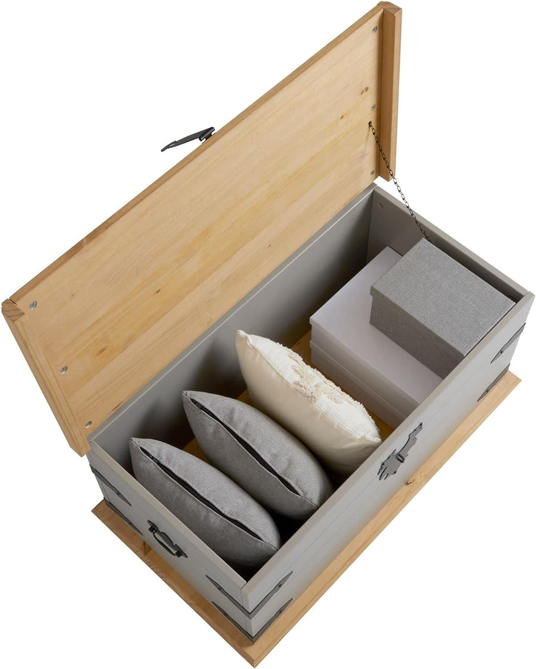 IDIMEX Truhe Tequila, schöne Aufbewahrungsbox aus Kiefer massiv grau/braun, praktische Holztruhe im