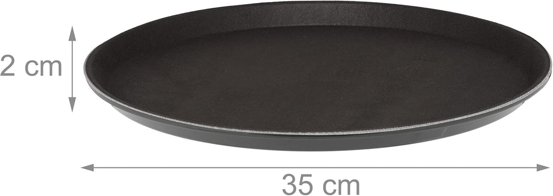 Relaxdays Serviertablett 3er Set, rund Ø 35 cm, Bartablett, rutschfeste Oberfläche, Kellnertablett G