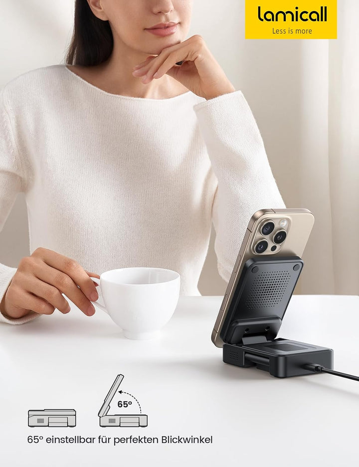 Lamicall 3 IN 1 Ladestation für MagSafe Ladegerät - [Faltbar &amp; Tragbar] Kabellose induktive Ladestat