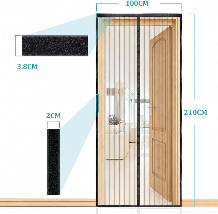 Fliegengitter Balkontür Magnet, Fliegengitter Tür 100x200cm Schwarz Schwarz 100*210, Schwarz 100*210