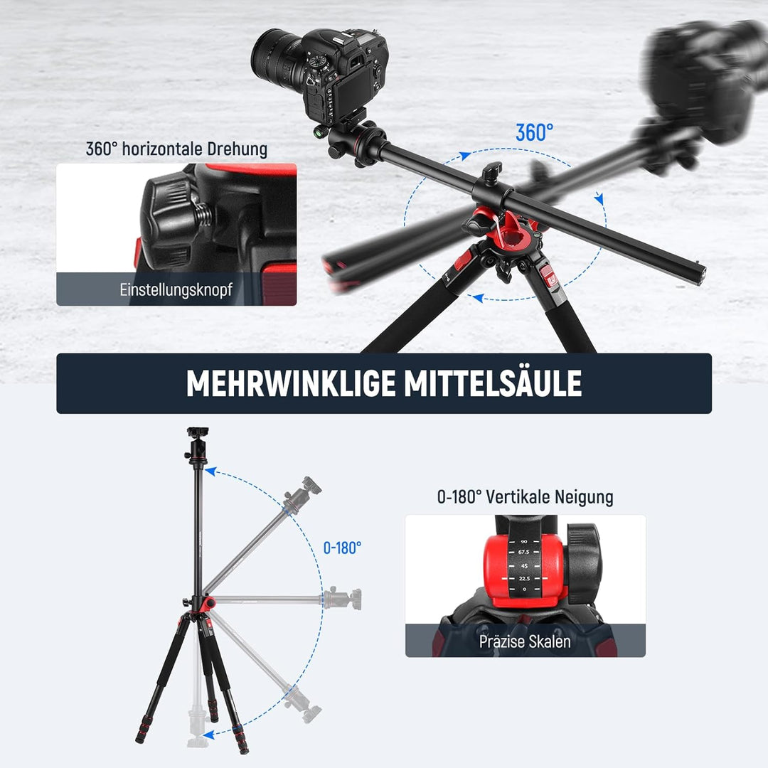 NEEWER Kamera Stativ Einbeinstativ, 72" Aluminium Overhead Mount Stand Heavy Duty für DSLR Cam Camco
