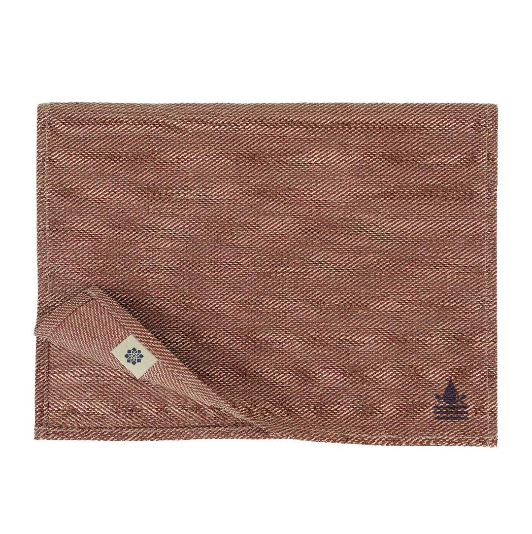 Linen & Cotton Tischsets Platzsets Stoff Tischmatte Pietro - 100% Leinen, Bordeaux Rot (30 x 45cm, 2