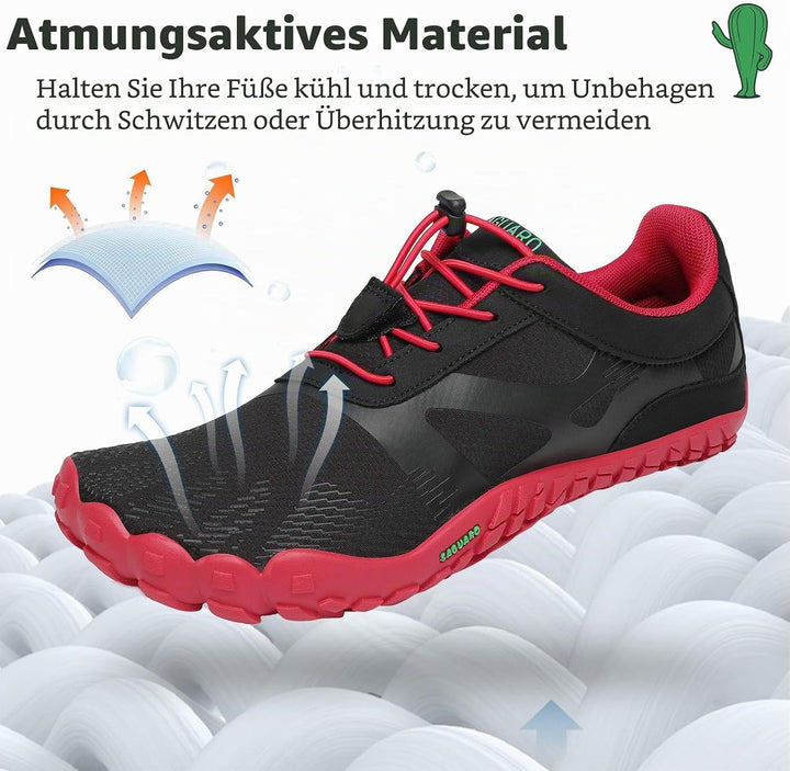 SAGUARO Damen Herren Barfussschuhe Trail Minimalistische Running Fitness Gr. 36-48 38 EU Dunkelrot,