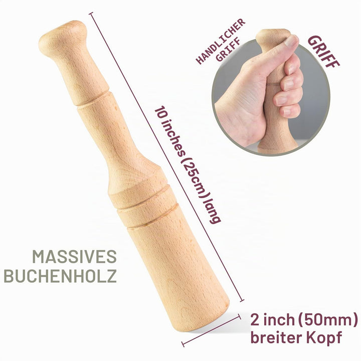 Sauerkraut Pounder - Massiver Holztamper für Sauerkraut Kimchi und Fleisch Zartmacher