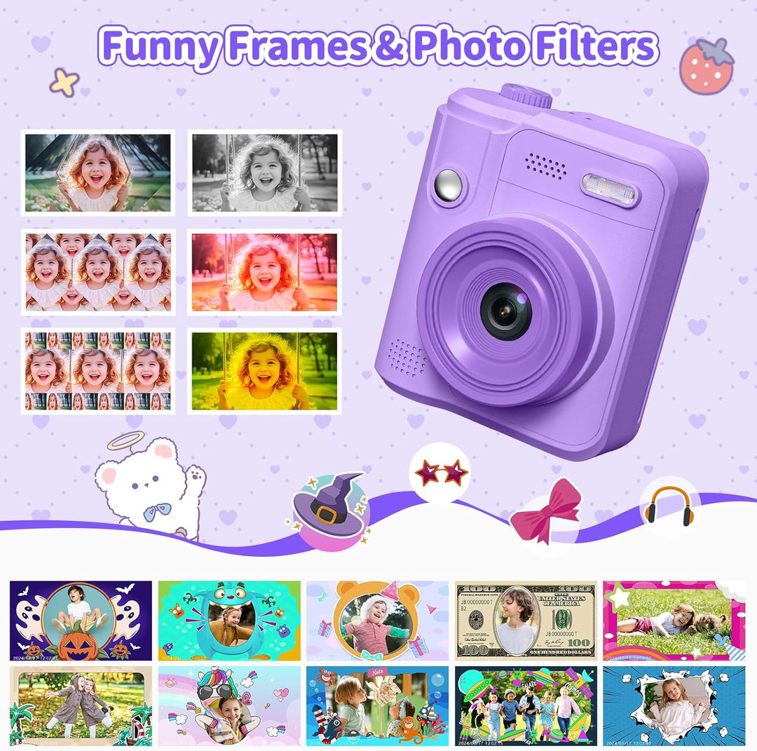 Gofunly Sofortbildkamera Kinder, 1080P HD Kinderkamera Sofortbildkamera mit 32GB Karte & DruckerPapi