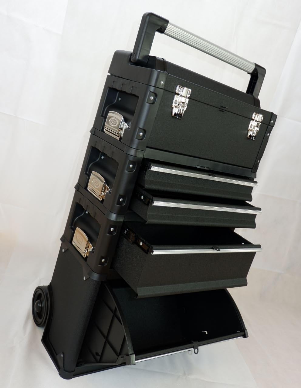 ASS Metall Werkzeugtrolley Werkstattwagen XXL Type: C1-B BLACK EDITION schwarz mit Schubladenverrieg