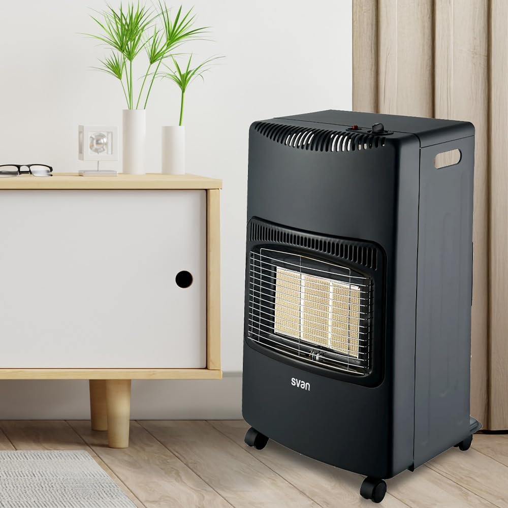 Svan Estufa Cerámica Negro SCEBC4200P. 4200W, 3 Niveles de potencia, Calefacción por Plato cerámico,