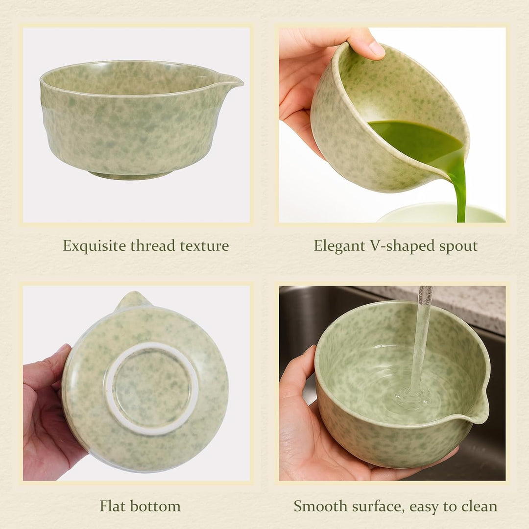 Matcha Set - 8 Stück Matcha Besen Tea Set, Matcha-Schale mit Ausgiesser, Bambus Matcha Whisk, Schauf