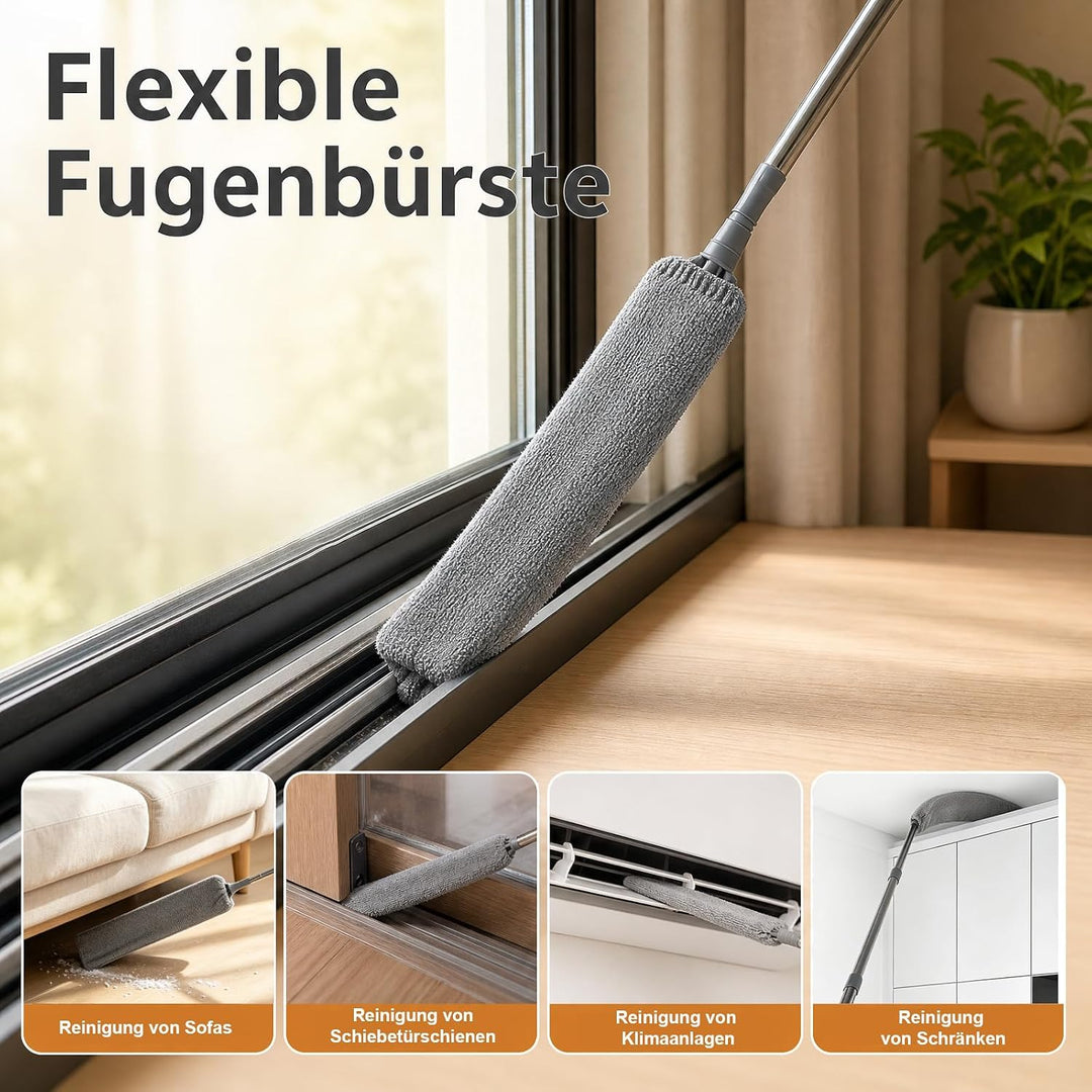5 Teilig Staubwedel Teleskop Mikrofaser Reinigungsset, Staubwedel Straussenfedern, Biegbarer Chenile