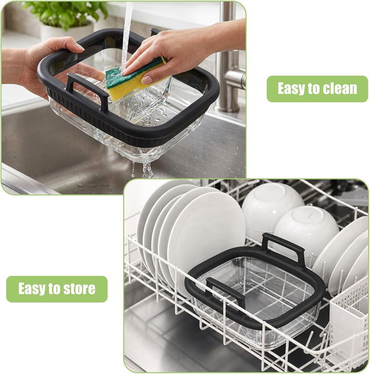 Glas Auflaufform Airfryer Set für Airfryer Glas,Auflaufform Airfryer mit Einzel- und Doppelkammer Gl