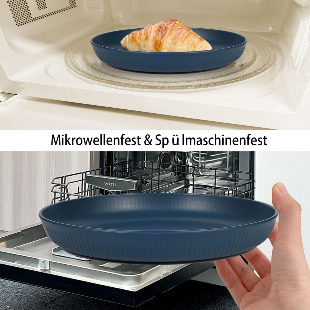 Camping Teller, Picknick Geschirr Sets 4 personen, Camping Zubehör aus Kunststoff für Party, Zuhause
