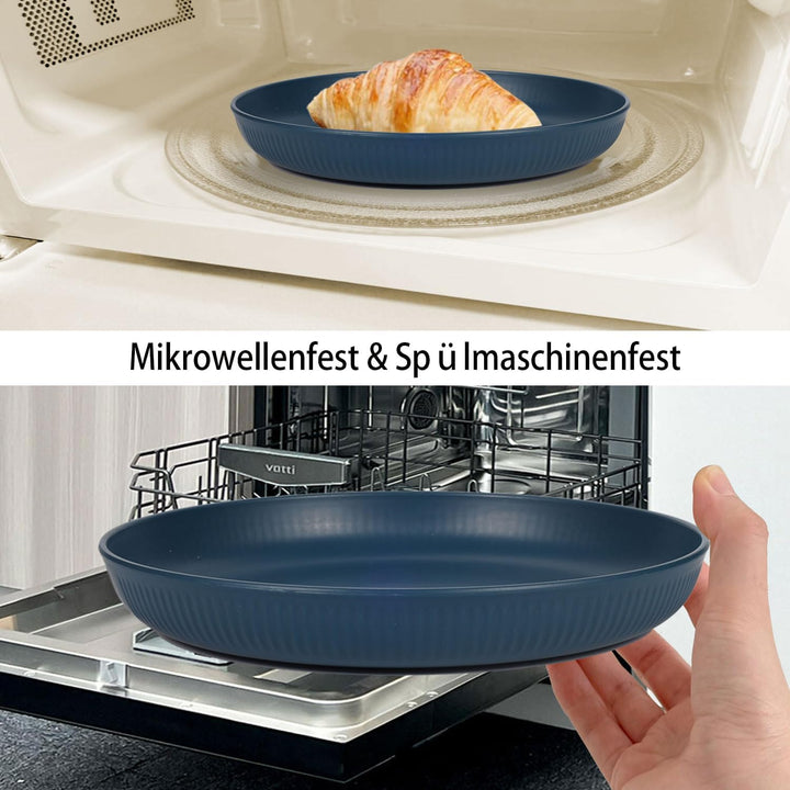 Camping Teller, Picknick Geschirr Sets 4 personen, Camping Zubehör aus Kunststoff für Party, Zuhause