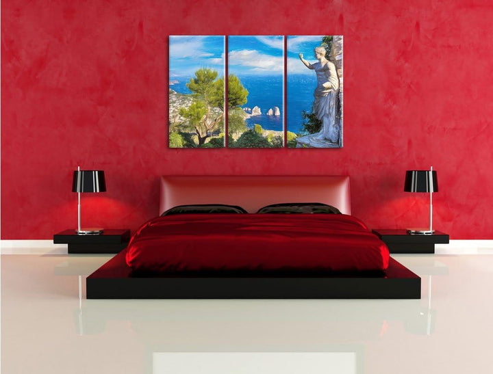 Pixxprint Insel Capri in Italien als Leinwandbild/Grösse: 3 Teilig (120x80 cm) cm/Wandbild/Kunstdruc