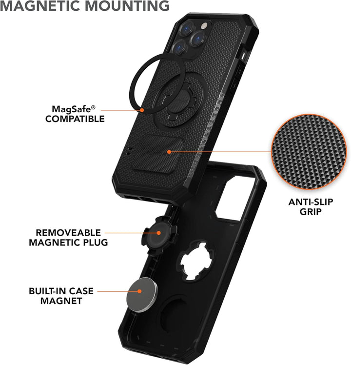 Rokform - iPhone 13 Pro Max Hülle, Rugged Series, Dual Magnet Plus MagSafe kompatibel, magnetische S