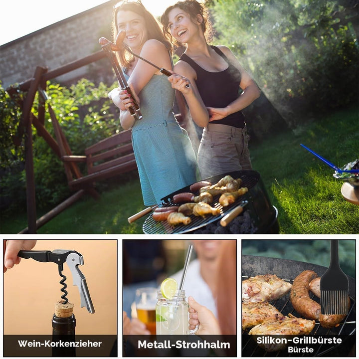 38 Stück Edelstahl Grillbesteck Set, Grillkoffer Grill Set Männer Geschenk, Komplette BBQ Grillbeste