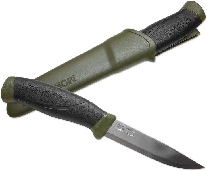 Morakniv,M11827,Companion AA8Messer mitEdelstahlklinge, abrutschfestem Griffin Olive-schwarz und Mes
