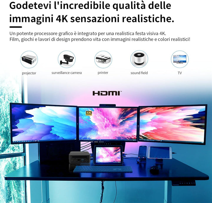 Mini-PC i5 12450H 4,40 GHz 8C/12T, Doppelkanal 16 GB RAM 256 GB SSD, Windows 11 Pro, WiFi, BT5.2, 3