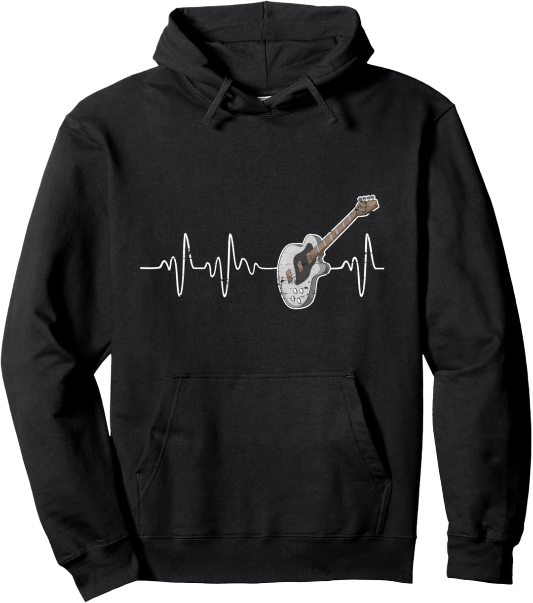 Bassisten Rock Musik Geschenk Herzschlag Bass Gitarre Pullover Hoodie