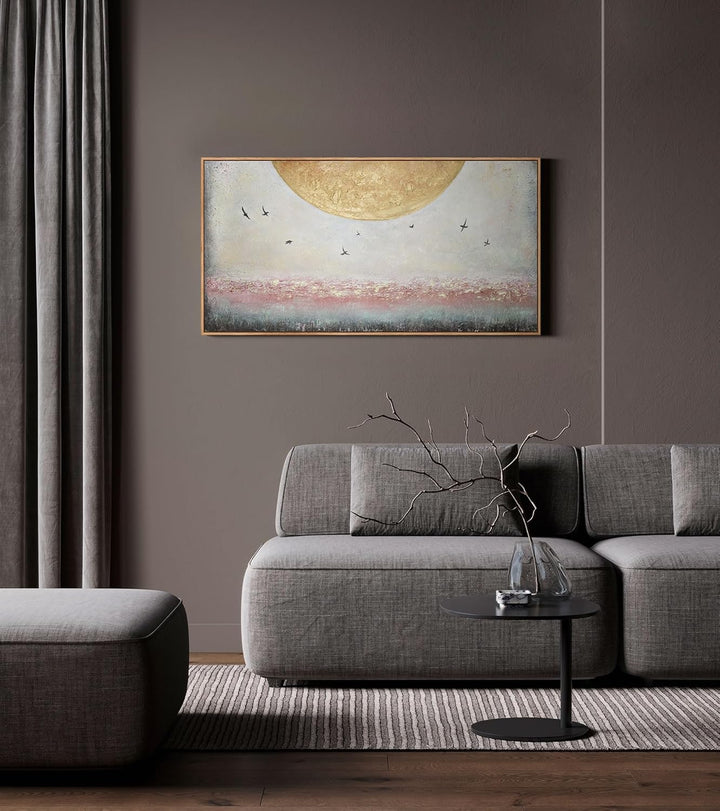 YS-Art Abstrakt Acryl Gemälde auf Leinwand Sonnenenergie handgemalt Wandbilder Wohnzimmer modern Woh