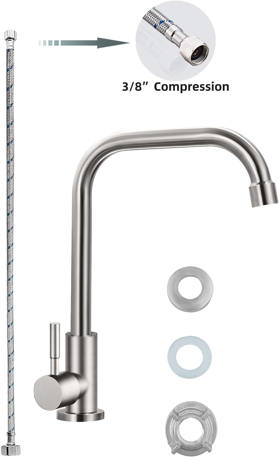 Nur kalter Wasserhahn, Einloch-Küchenspüle, SUS304 Edelstahl, gebürstetes Nickel