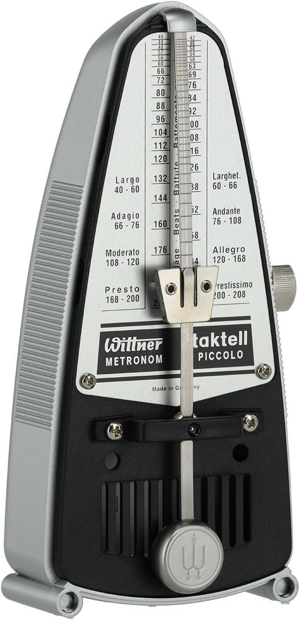 Wittner Metronom 838 Kunststoffgehäuse ohne Glocke Taktell Piccolo silber silber Single, silber Sing