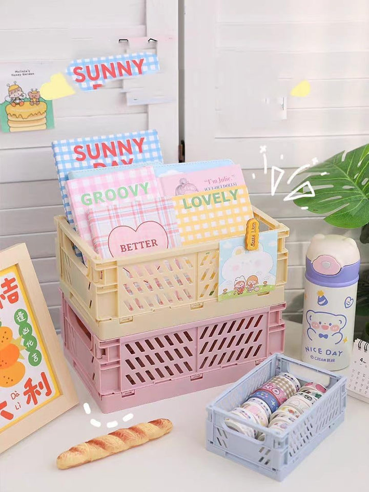 6 Stück Rosa Klappbox 25×16×10cm,Klappkiste Körbe Aufbewahrung Zusammenklappbarer Tragbar Aufbewahru