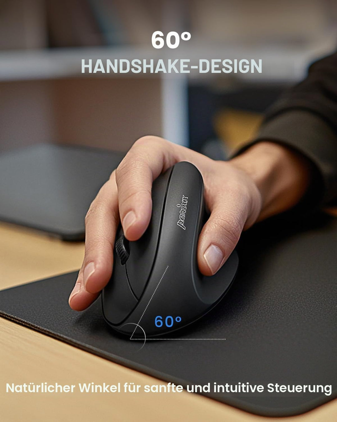 Perixx PERIMICE-608 Programmierbare Ergonomische Maus - Vertikales Design - 800/1200/1600 dpi - Kabe