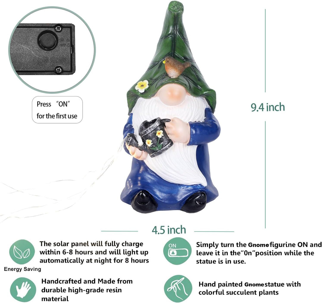 JALIGHTS Solar Gartenzwerg Gartendeko Figuren,24CM gartenzwerge für aussenDraussen Wetterfest mit LE
