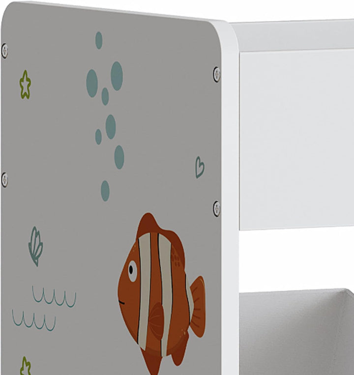 [en.casa] Kinderregal Søndreland Bücherregal für Kinder mit 9 Aufbewahrungsboxen Obere Ablage Spielz