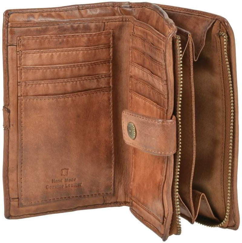 Bear Design Portemonnaie Damen Geldbörse Leder 10x15cm Geldbeutel Cow Lavato Cognac